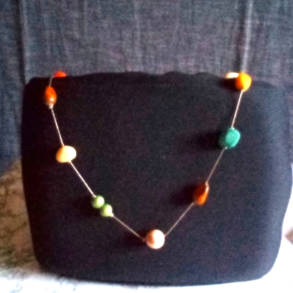 Long Multi-Colored Mixed Material Necklace - image 1